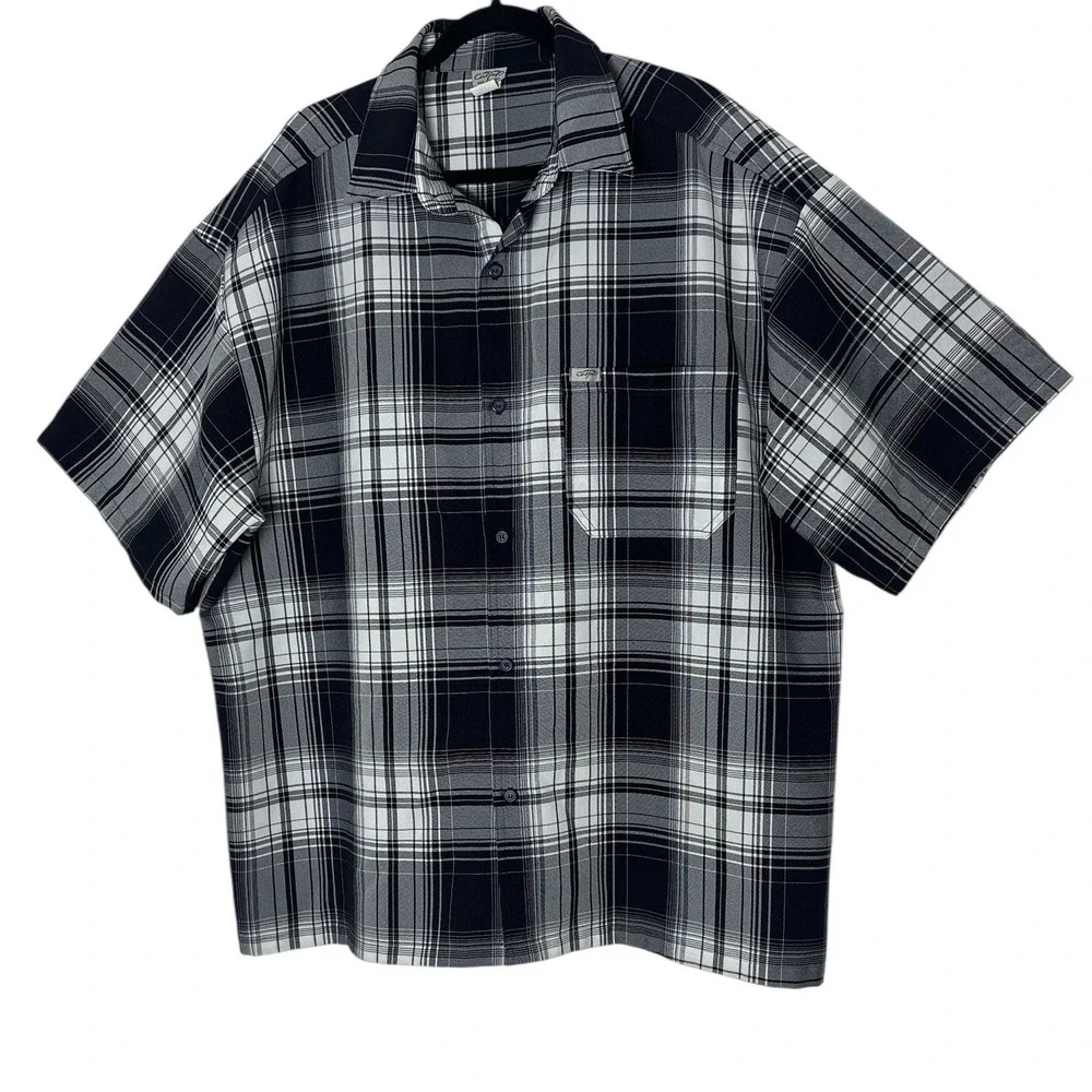 Vintage CalTop Shirt Mens 2X Plaid Button Up Short‎ Sleeve Y2K Classic Excellent